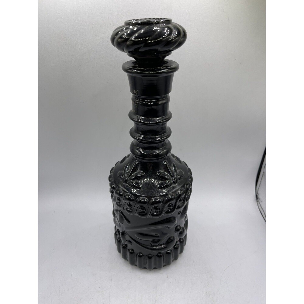 Vintage 70s Black Glass Genie Jim Beam Liquor Bottle Kentucky w/ Stopper Empty - Picture 3 of 10